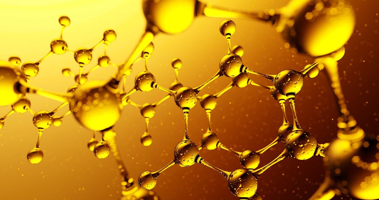 3d illustration of molecule Benzil. Benzil a compound of hydrogen and carbon. Chemistry background.